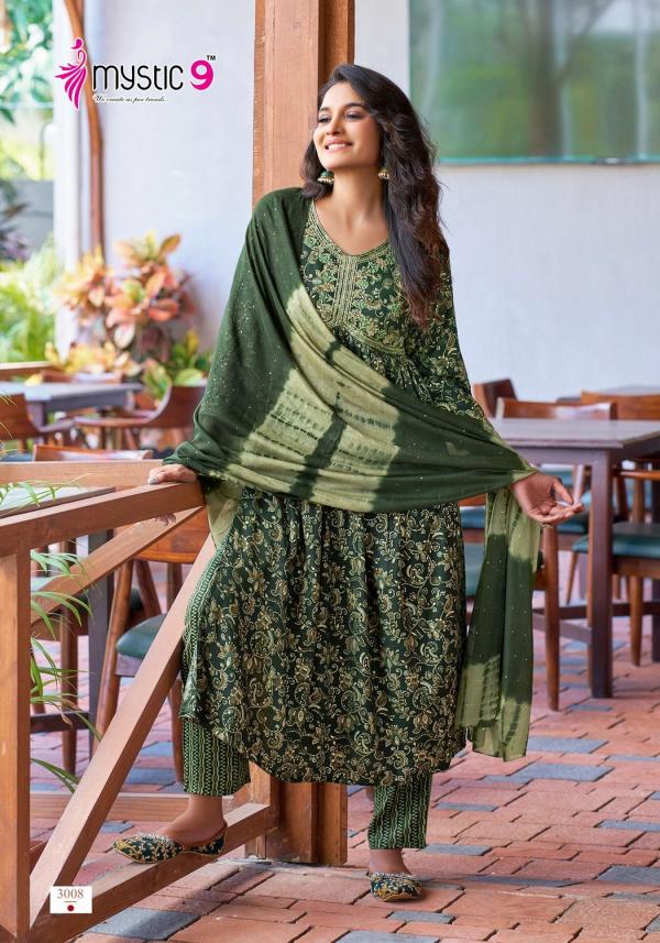 Mystic 9 Heena Vol 3 Rayon Kurti Bottom With Dupatta Collection